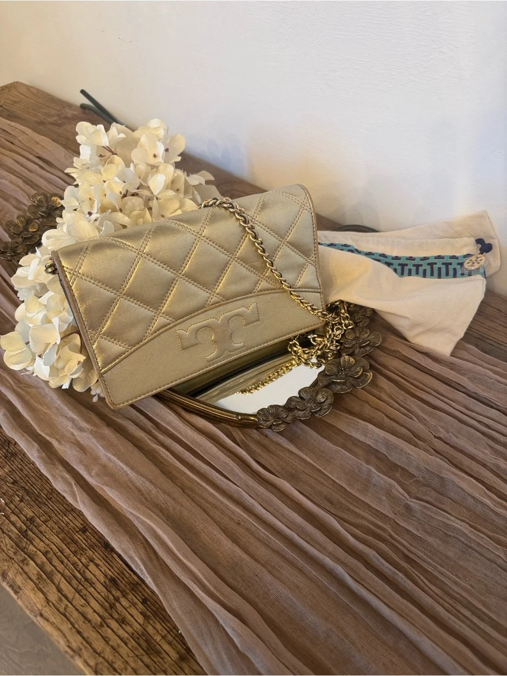 Tory Burch Savannah Metallic Gold Crossbody
